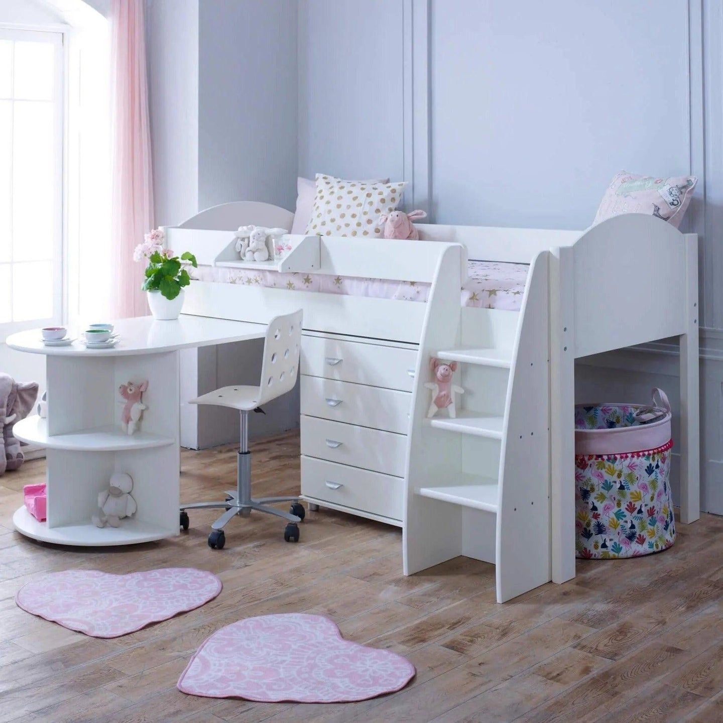 Noah & Eli Mid Sleeper Bed with Pull Out Desk & Drawers